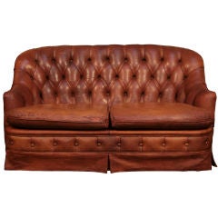 Italian Art Deco Period Leather Settee