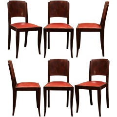 Set of Six French Art Deco Rosewood Dining Chairs