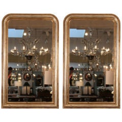 Pair of French Antique Louis Philippe Silver  Leafed Mirrors