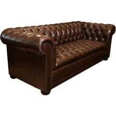 English Vintage Leather Chesterfield Sofa