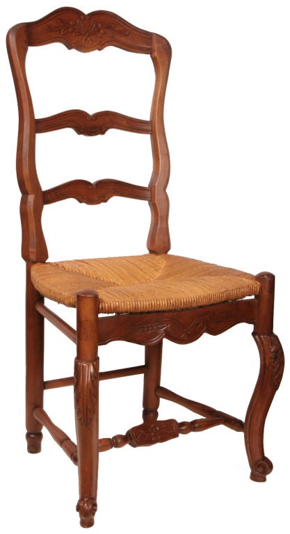 Set of Six French Louis XV Style Provencal Cherry Wood Chairs