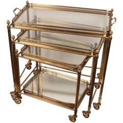 French Art Deco Period Brass Nesting Tables