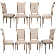 Set of Eight French Art Deco Fruit Wood Dining Chairs