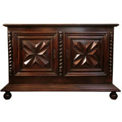 French Antique Louis XIII Solid Walnut Buffet