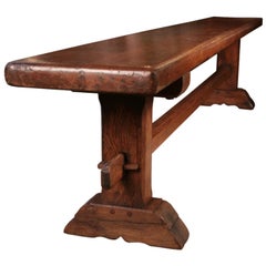 French Neo Gothic Solid Oak Bench