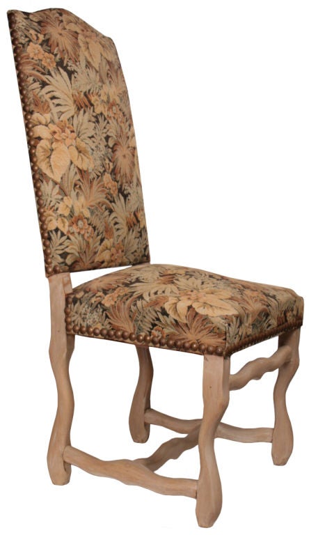 Set of Six French Louis XIV patined Cherry Wood Dining Chairs
