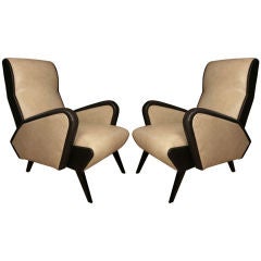 Pair of  Carlo Scarpa Vintage Leather Armchairs