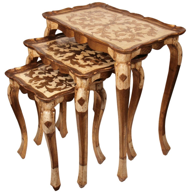 Set of Venetian Gold Leafed Nesting Tables