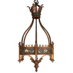 French Antique Neogothic Iron Lantern