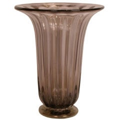 Italian Murano Amethyst and Gold Glass Vase
