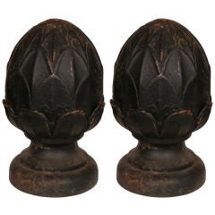 Pair of French Antique Cast Iron Artichokes