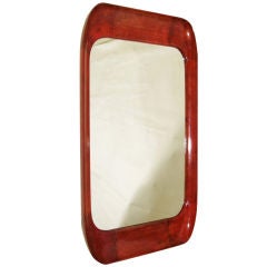 ITALIAN 1960
s RED-STAINED PARCHMENT MIRROR by Aldo Tura