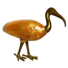 Vintage ITALIAN 50'S EGYPTIAN-INSPIRED GILTWOOD AND BRASS IBIS SCULPTURE