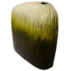 ITALIAN 1970
S GREEN 
WHITE POTTERY VASE by Fantoni
