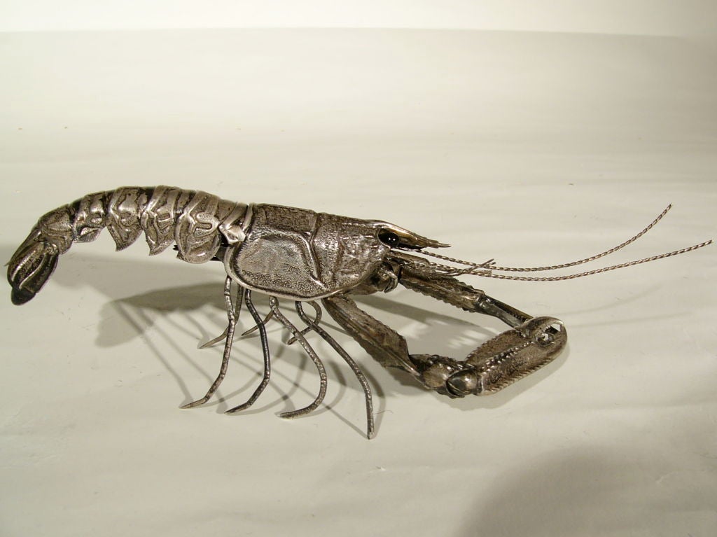 SPANISH MID-20TH CENTURY FULLY ARTICULATED SILVER CRAYFISH