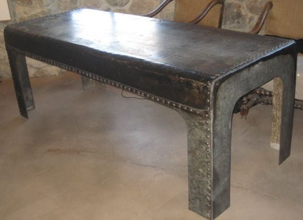 Vintage Riveted Iron Table