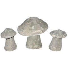 Vintage Set of 3 Concrete Mushrooms