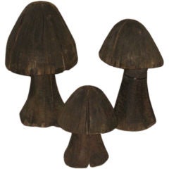 Vintage Set of Wood Mushrooms