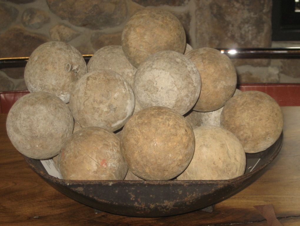 Vintage wooden balls from France. Each ball is unique and has slightly different markings. Some have stamped initials. (Each sold separately). Vintage patina as well as condition, with minor wear consistent with age and use.