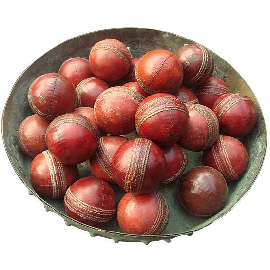 Set of Vintage 3" Red Leather Cricket Balls, United Kingdom, 1950s
