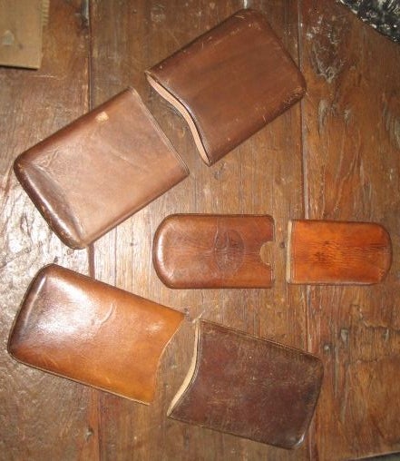 Vintage leather cigar cases from the 1940's from Belgium. Each case is unique and slightly different. Assorted sizes available:
6