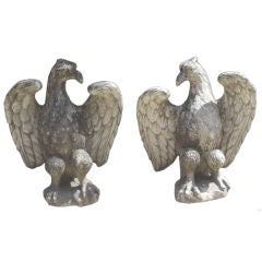 Pair of Vintage Italian Stone Eagle Finials, circa 1940
