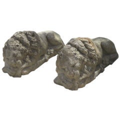 Vintage Pair of Stone Lions