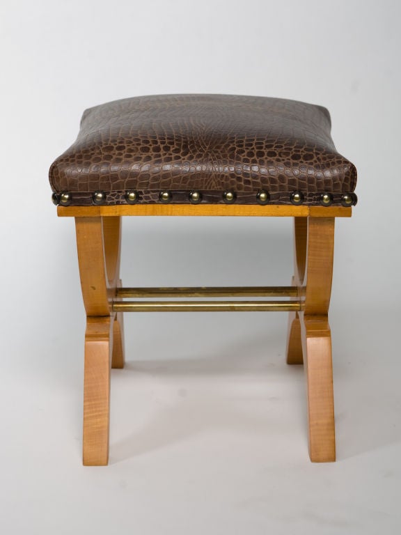 French Single Stool Attributed to Andre Arbus For Sale