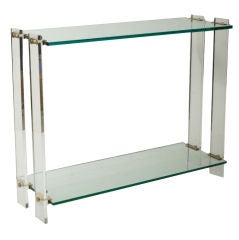 1970's Lucite and Glass Two-Tier Console Table