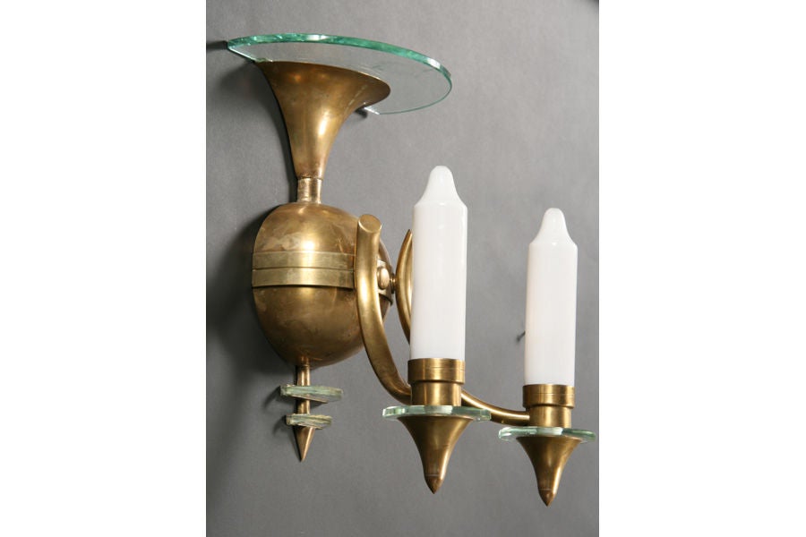 Mid-20th Century Pair of French Deco Style Sconces For Sale