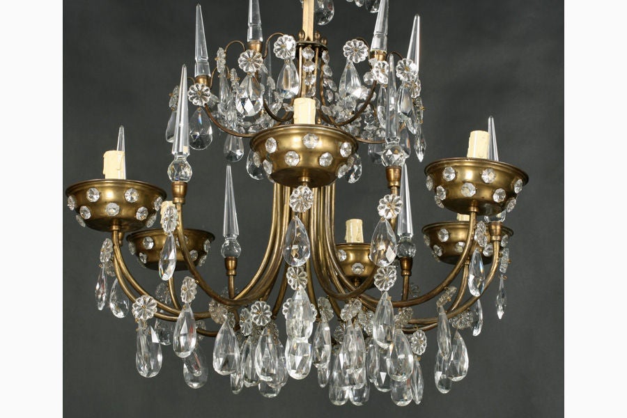 French Jansen Crystal Chandelier For Sale