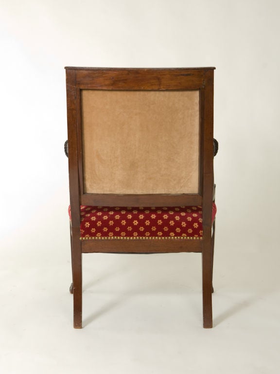Empire Style Mahogany Armchair In Good Condition For Sale In New York, NY