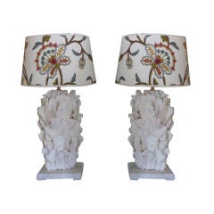 Pair of White Rugosa Coral Lamps
