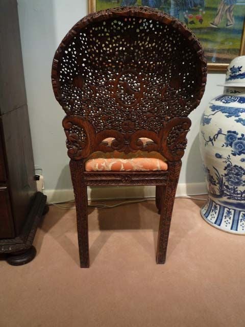 Pair of Anglo Indian Well Carved Side Chairs In Good Condition In Palm Beach, FL