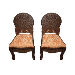 Pair of Anglo Indian Well Carved Side Chairs