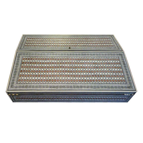 A Rare Anglo Indian Sadeli Inlaid Lap Desk or Writing Box