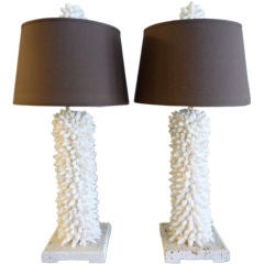 Pair of White Finger Coral Table Lamps