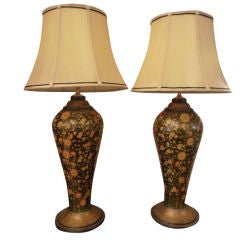 Pair of Papier Mache Kashmiri  Lamps