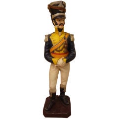 Carved and Painted Wood Soldier or Military Figure
