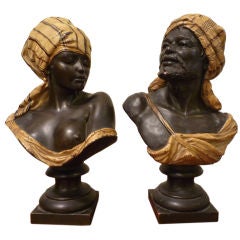 A Pair of Nubian or Moorish Busts