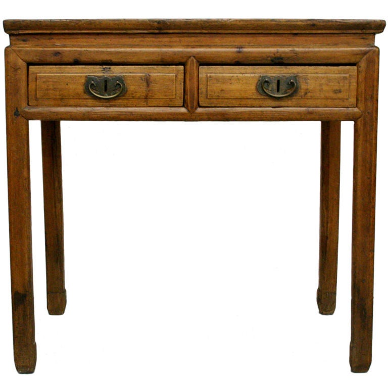 c. 1880 Asian Fir Table w/ Drawers For Sale