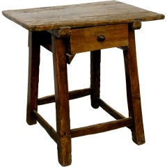 c. 1840's Primitive French Walnut Side Table w/ Drawer