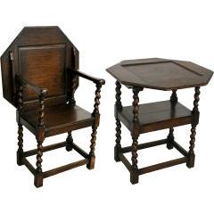 1800's New England Wood Gateleg Table/Chair Transformer