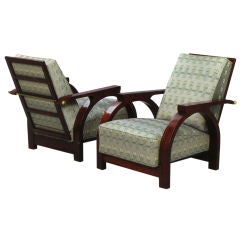 Pair of Reclining Art Deco Club Chairs