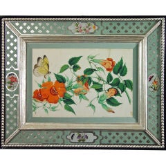 A Chinese Watercolour of Butterflies and Flowers