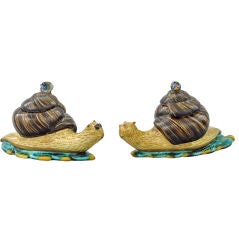 A Pair of Rare Continental Faience Tureens in the form of Snails