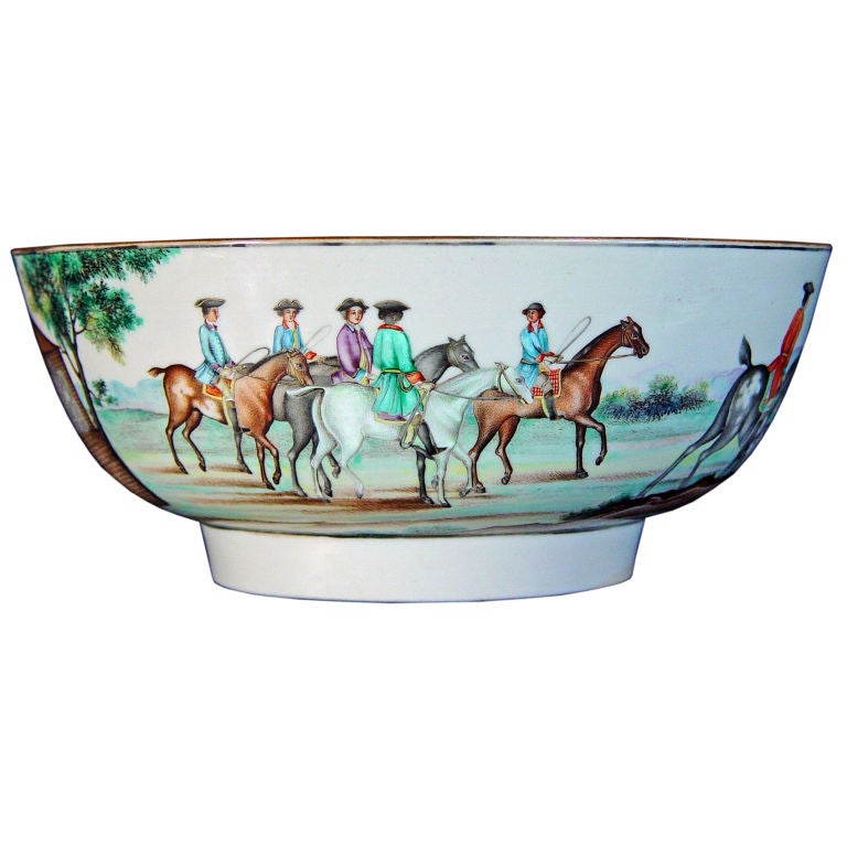 An Important Chinese Porcelain Hunting Punch Bowl