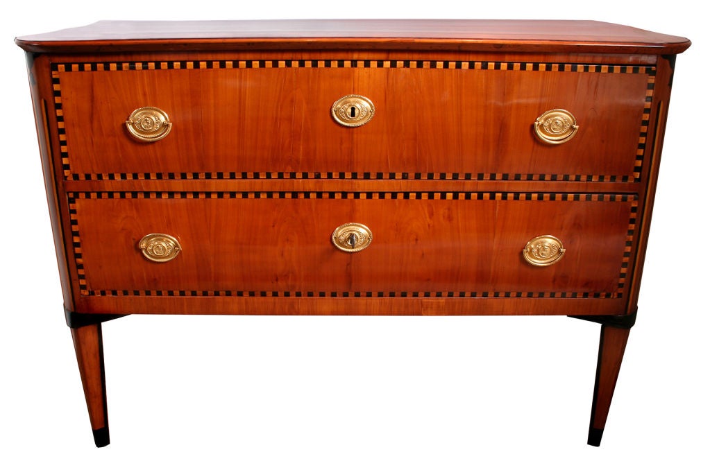 Austrian Biedermeier Chest, Cherry with Ebony and Birch Parquet