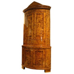Antique Monumental German Biedermeier Corner Cabinet, Maple