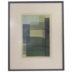 2009 Green and Black Geometric Monotype Print 2009 Green and Black Geometric Monotype Print